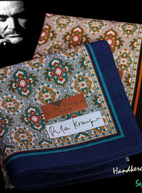 日本进口复古染逆天奢华英伦图腾男士大手帕随身全棉手绢纯棉商务