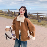 现货冬季新款皮毛一体羊羔毛短外套7209P195控298，女装棉衣/棉服，浙宝133