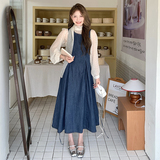 牛仔背心连衣裙套装女2025春季新款法式高级感波点衬衫长裙两件套，商品下架区，浙宝133