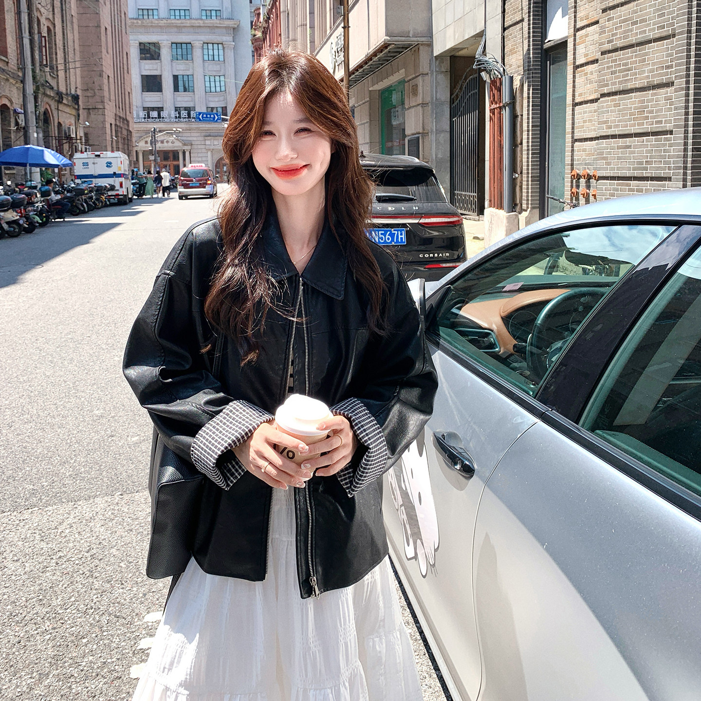 大货已出春季新款皮衣外套7009p155控238，女装皮衣，浙宝133