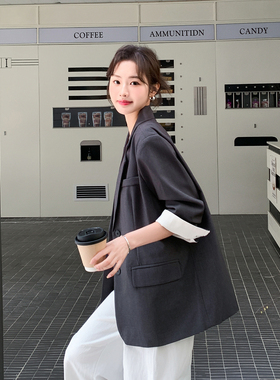 春季新款宽松西装外套7266p155控238