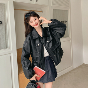 大货已出 春季新款收腰PU皮衣外套7270P155控238图片