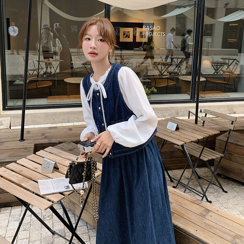 又a又飒港风牛仔马甲衬衫套装裙女春秋2025新款漂亮半身裙三件套，商品下架区商品下架区，浙宝133