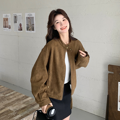 首发 春新款麂皮夹克短外套133-8028P145控218