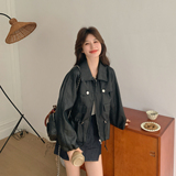 大货已出春季新款收腰PU皮衣外套7270P155控238，女装皮衣，浙宝133