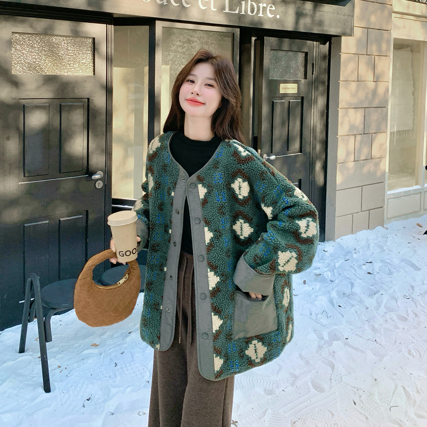 现货冬季新款两面穿羊羔毛保暖外套7222P185控288，女装棉衣/棉服，浙宝133