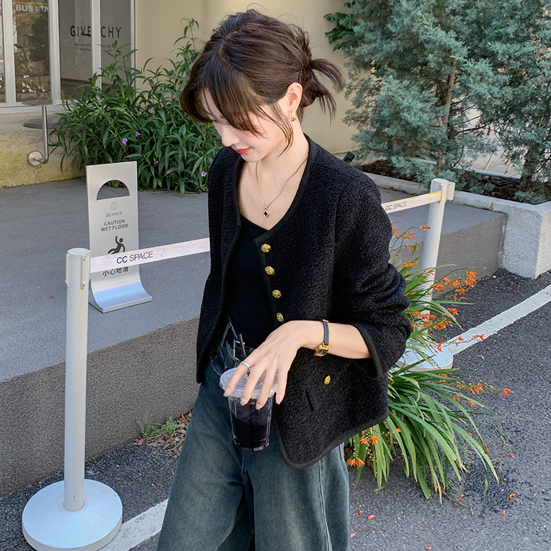 轻奢高级感法式黑色小香风上衣女秋2025新款小个子显瘦气质短外套，商品下架区商品下架区，浙宝133