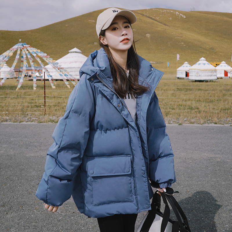 黑色羽绒棉服女冬2024新款休闲短款棉袄韩系宽松oversize加厚棉衣，女装棉衣/棉服，浙宝133
