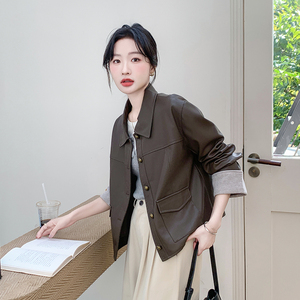 现货 拼接皮衣外套133-8011P145控218图片