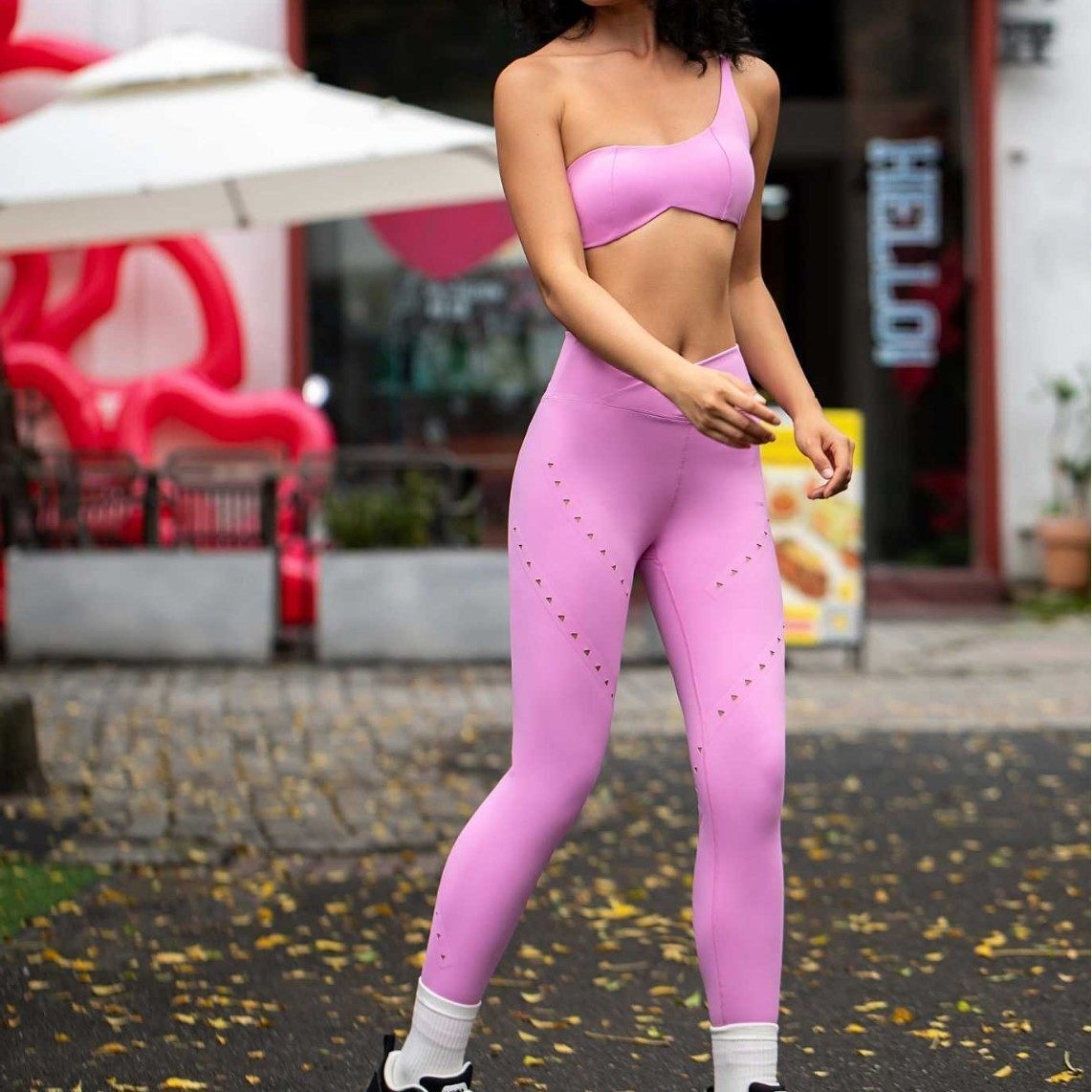 运动个性斜肩性感吊带美背文胸跑步健身高级感高腰镂空透气瑜伽裤