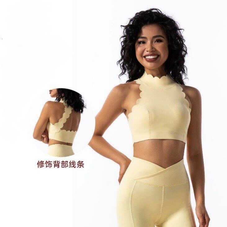 【花瓣系列】斜肩镂空瑜伽服套装带胸垫裸感美背运动网球服健身服