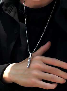 ins欧美冷淡风螺旋几何长条扭棒吊坠项链男女简约个性嘻哈毛衣链