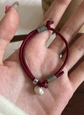 999足银小柿子红绳手链