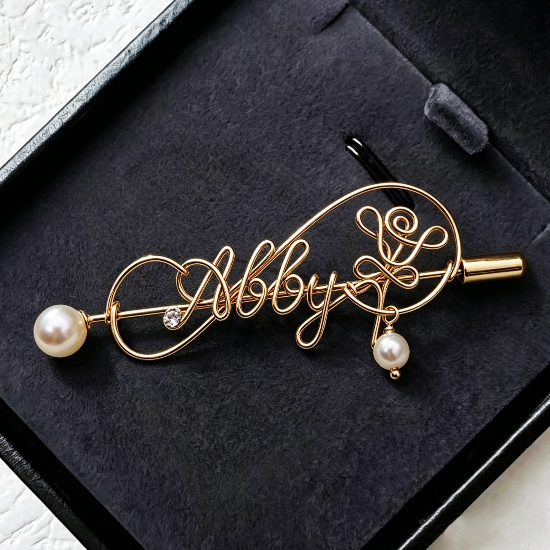 【玫瑰花】原创设计珍珠胸针胸花别针名字定制生日礼物闺蜜高级感