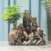 创意假山花盆树脂摆件造景绿植室内场景装 景观造型 饰客厅盆景中式
