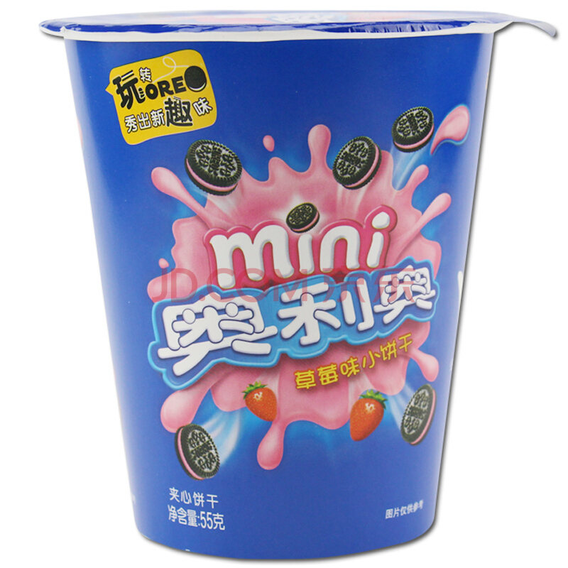 包邮奥利奥 Oreo mini55g*3杯草莓味夹心儿童小饼干零食包装随机