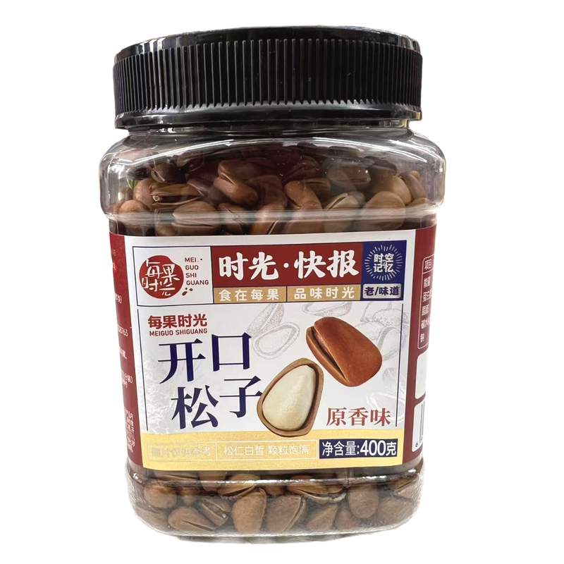 每果时光开口松子原香味400g 开口手剥坚果炒货休闲零食罐装图片