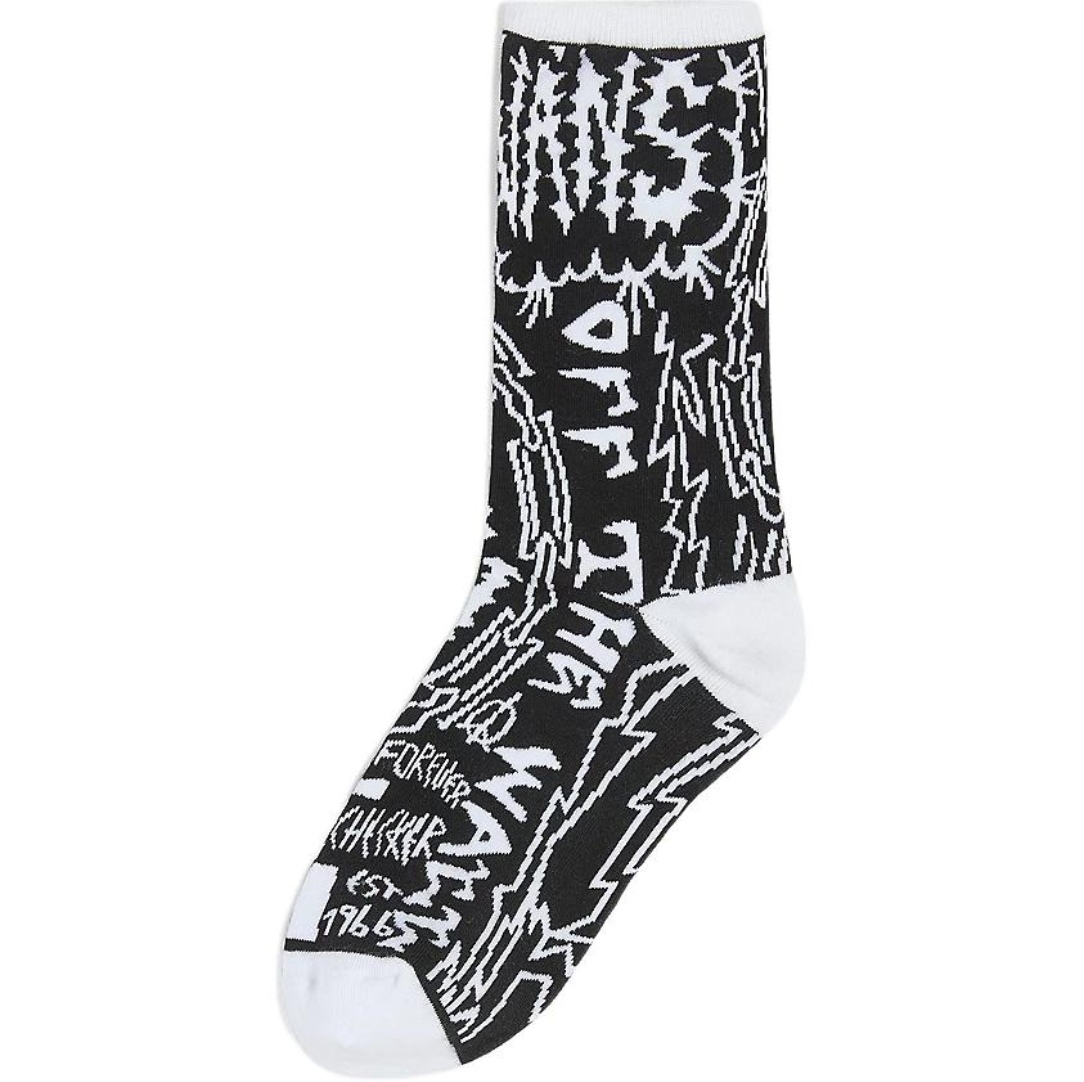 VANS男女同款黑白印花中筒袜