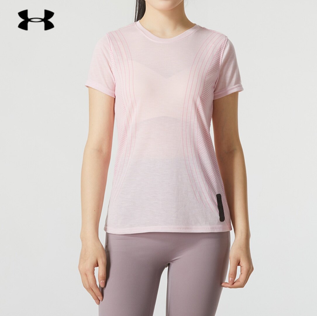 安德玛正品女士夏季超轻薄运动训练透气速干弹力短袖圆领T恤大码