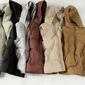 外贸出口欧洲连帽棉服马甲女保暖轻便休闲通勤上衣大码 124 格