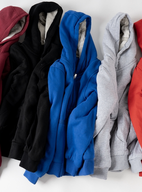 外贸加绒加厚连帽卫衣外套女拉链开衫宽松保暖上衣超大码005(2)格