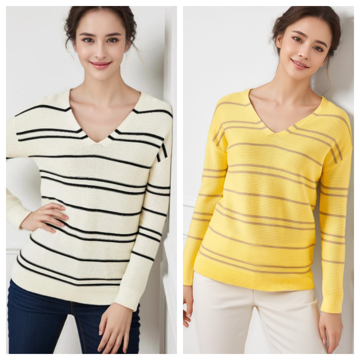 百搭棉布针织衫套头V领