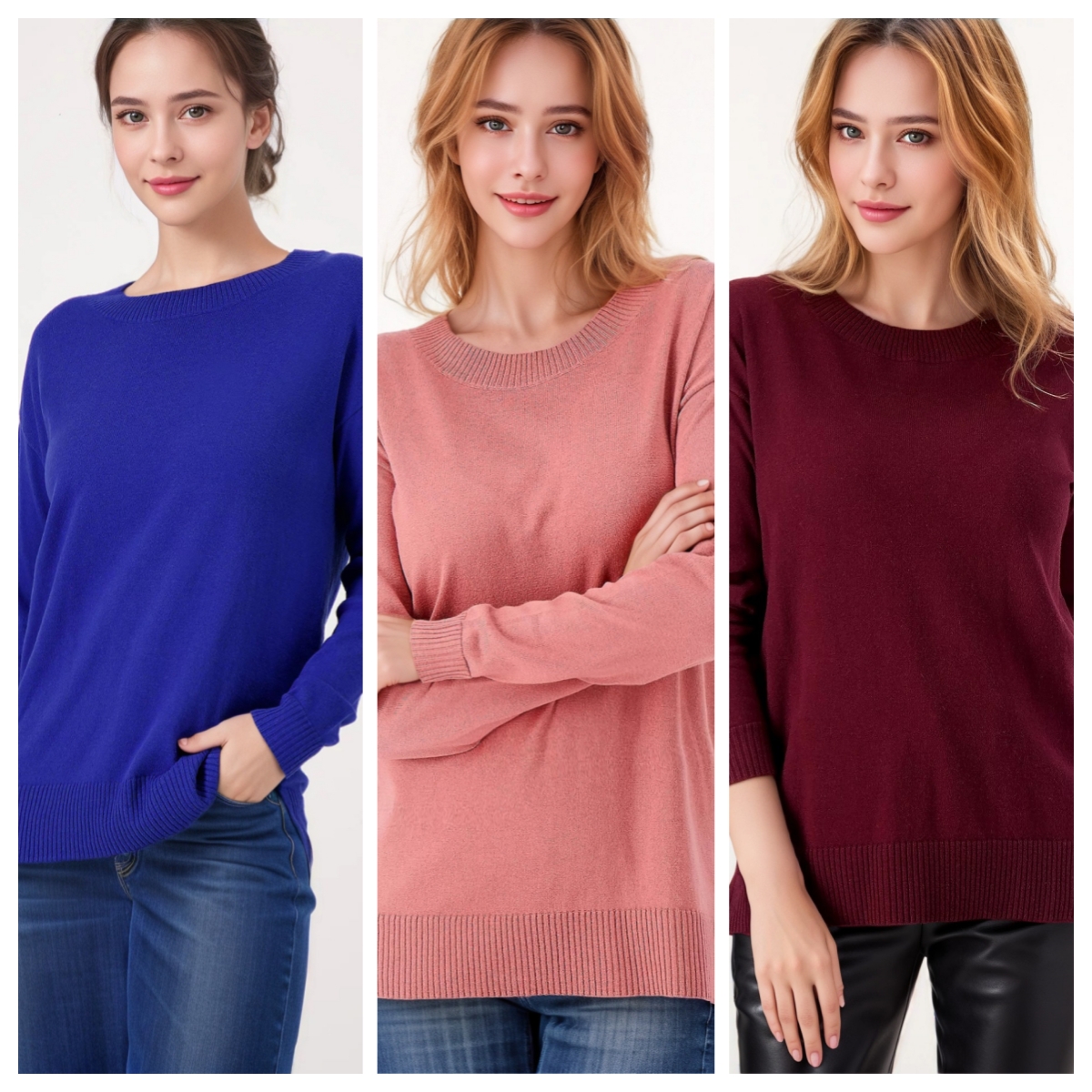 尾货棉花针织衫套头圆领