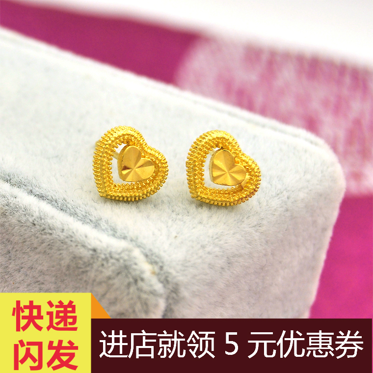 镀黄金心形耳钉女网红同款韩国气质2025新款潮人日韩久不掉色耳饰