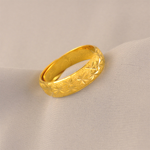 新款铜镀金男款戒指金色满天星戒指开口可调节素圈戒轻奢小众设计