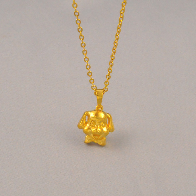 镀金项链配饰可爱小萌狗仿真黄金女生肖吊坠女款吊坠气质女生首选
