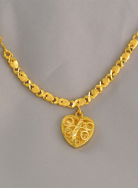 新款鸡心吊坠女士越南沙金项链