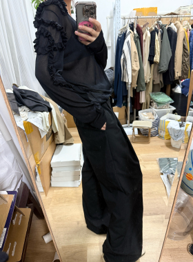 LJ意 透明 荷叶花边 针织衫上衣 福利不退换