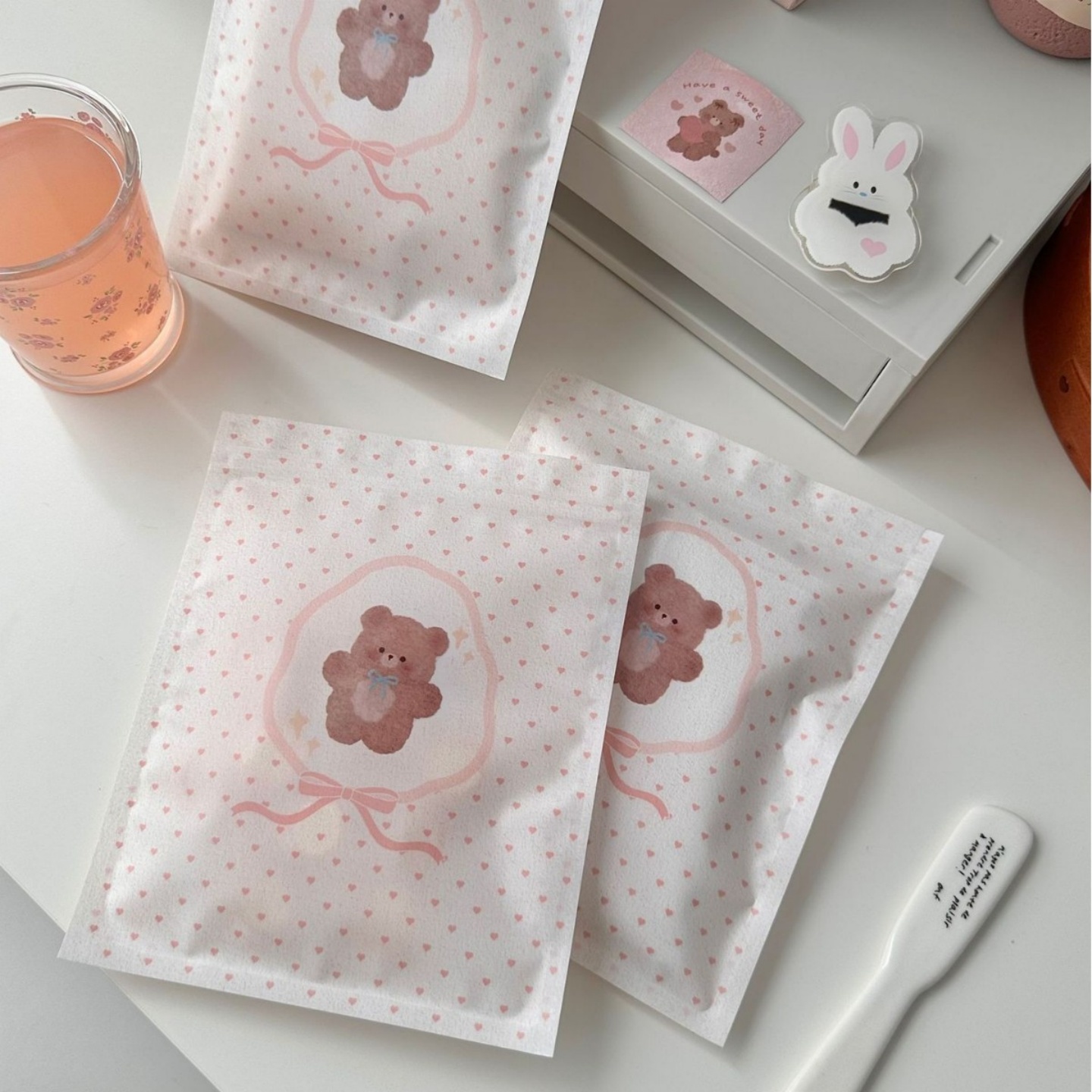 粉小熊ins风塑料自封袋送闺蜜女生日礼物包装袋节日礼品收纳袋子