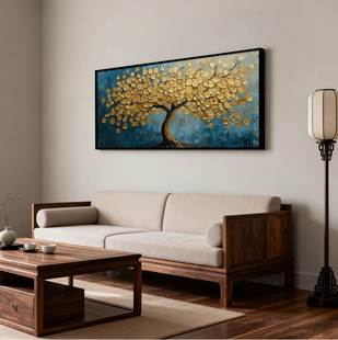 《金叶摇钱》厚涂油画挂画招财进宝书房卧室客厅沙发背景墙装饰画