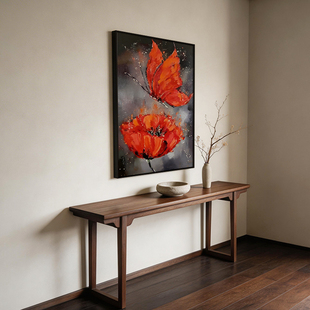 《蝶舞花燃》厚涂油画挂画生机盎然客厅沙发背景墙餐厅过道装饰画