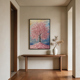 饰画 厚涂油画挂画招财纳福轻奢客厅玄关沙发背景墙装 摇钱金树