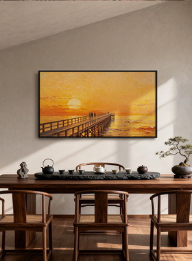 《扬帆逐光》厚涂油画挂画一帆风顺民宿宾馆入户走廊过道装饰画