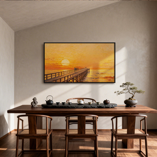 《扬帆逐光》厚涂油画挂画一帆风顺民宿宾馆入户走廊过道装饰画