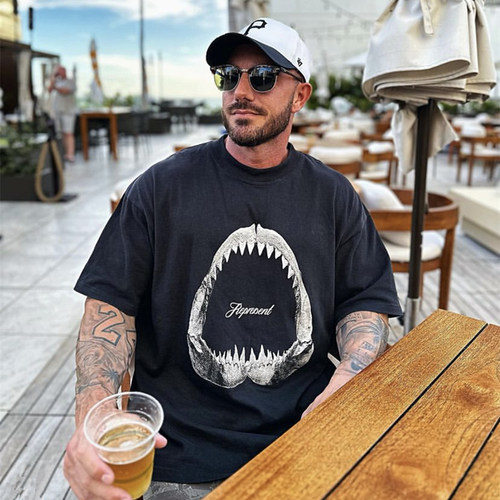 represent rep鲨鱼齿复古美式潮牌vintage夏季VTG宽松短袖T恤tee