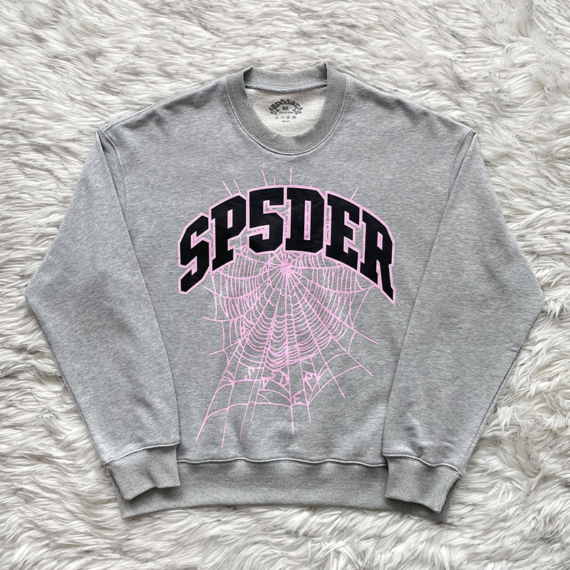 Sp5der Young Thug  555555 OG 蜘蛛网字母圆领套头卫衣男女装潮
