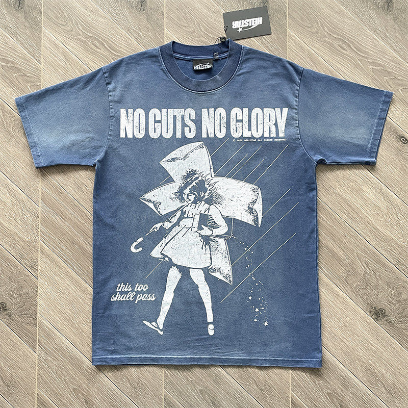 HELL   NO GUTS NO GLORY 字母印花宽松男女装休闲短袖T恤tee潮