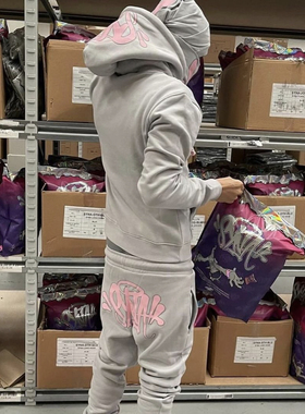 Synaworld加绒DRILL嘻哈街头卫衣外套裤子套装欧美明星cench同款