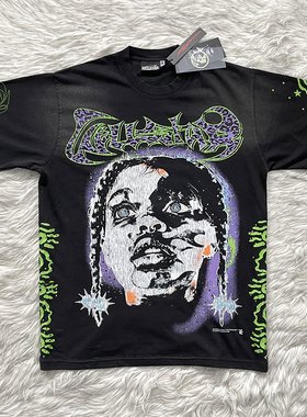 HELL STUDIOS 字母人像涂鸦卡通印花男女装圆领短袖T恤TEE