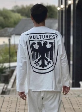 KANYE YZY 秃鹰 VULTURES YEEZY一体剪裁 短宽松长袖美潮T恤tee