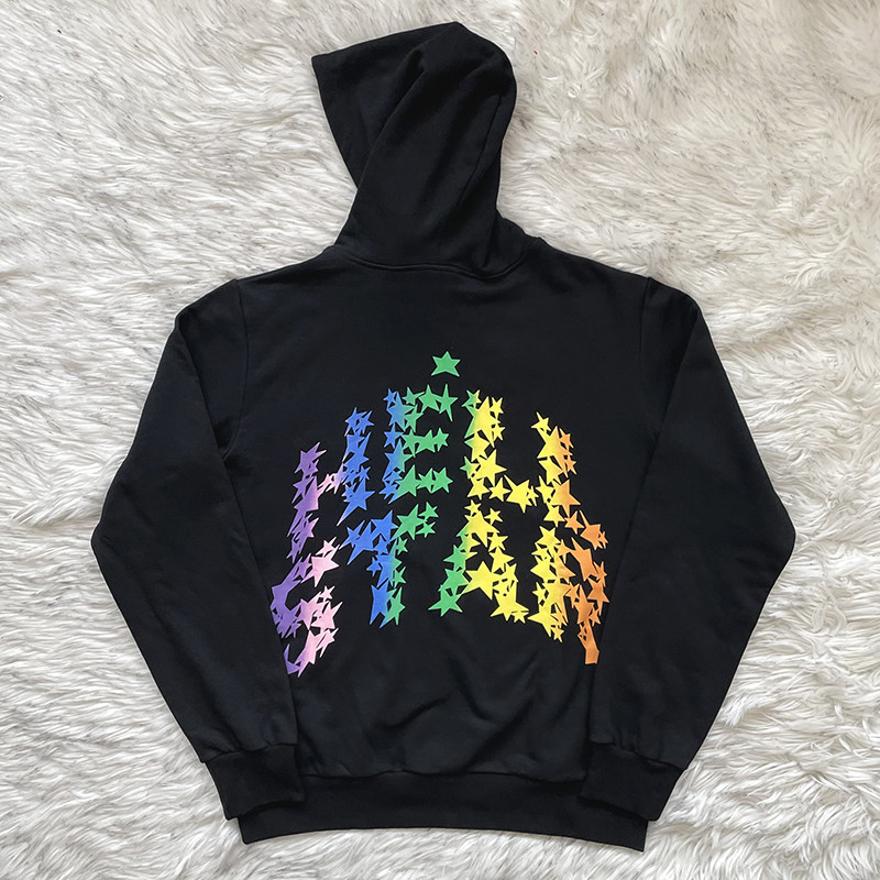HELL STU 五彩星星字母美潮街头男女装连帽卫衣帽衫嘻哈