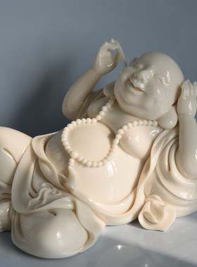 挖耳弥勒陶瓷塑佛像大师手作限量收藏工艺品书房客厅摆件装饰包邮