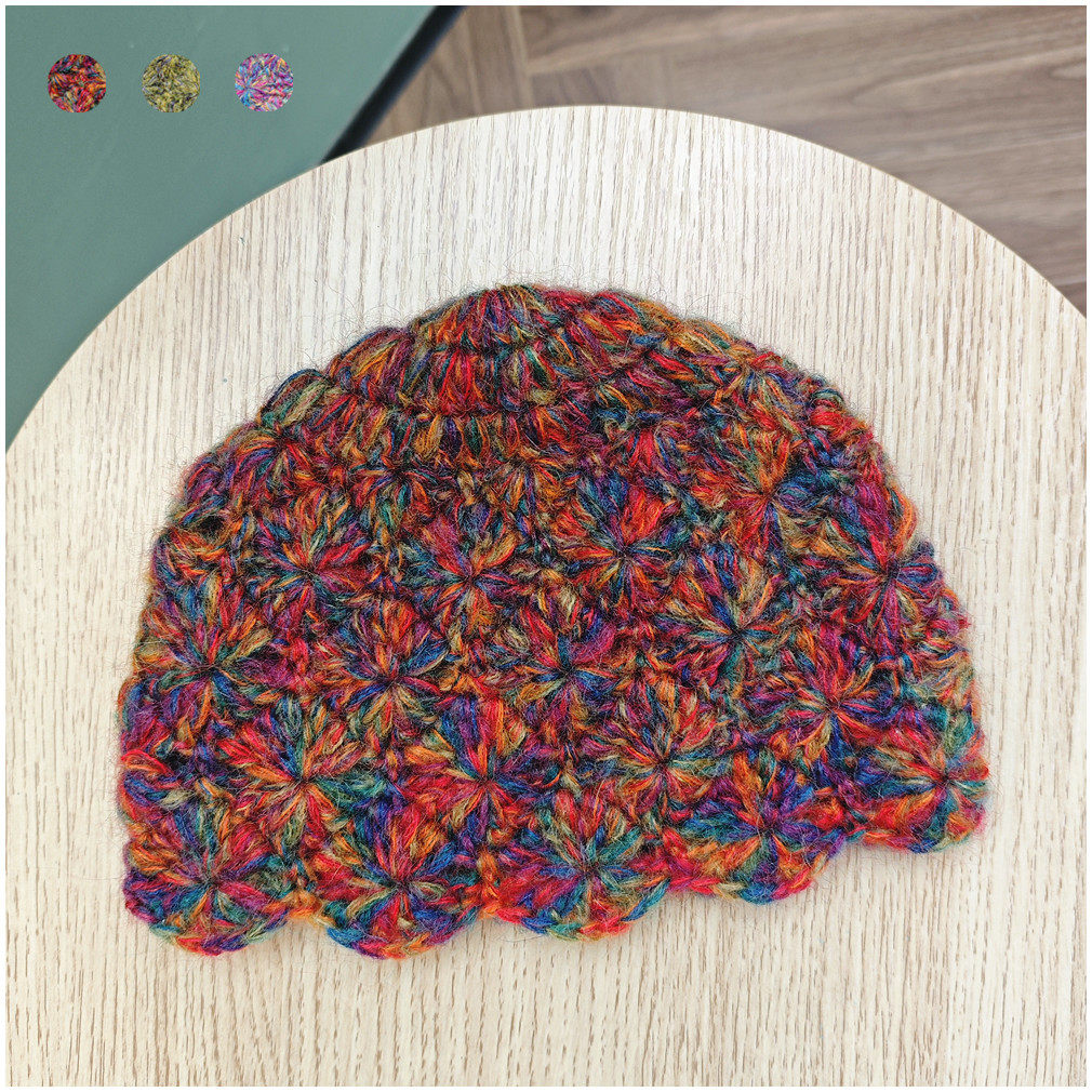 冬季帽子女士保暖厚款手工包头帽土豆夫人原创【彩色马海毛贝壳】