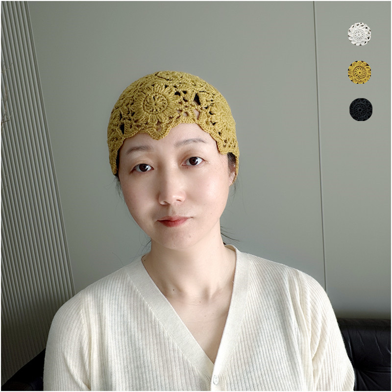 土豆夫人纯羊毛钩花帽女款春秋季