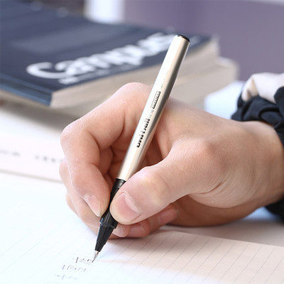 UNI三菱 UB-177商务款耐水性走珠笔中性笔水笔金色笔杆签字0.7mm