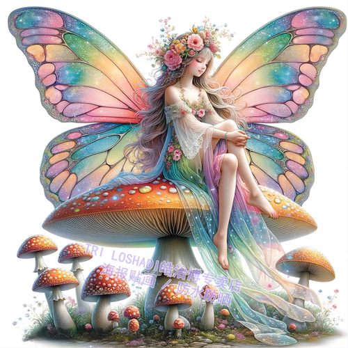 欧美风格童话森林花仙子卡通3D贴
